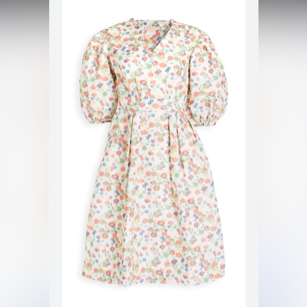 Tory Burch Taffeta Puffy Sleeve Midi Dress